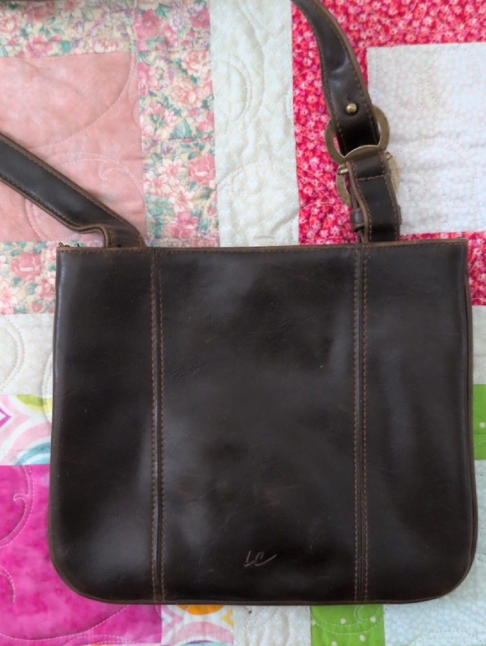 Vintage Liz Claiborne Dark Brown Leather Shoulder Bag